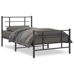 vidaXL Bedframe met hoofd- en voeteneinde metaal zwart 100x190 cm