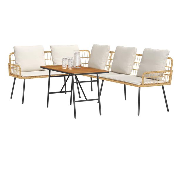 vidaXL Tuinbankenset 2 pcs Beige poly rattan