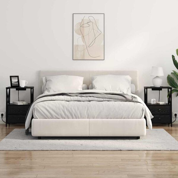 vidaXL Nachtkastje met lade Zwart Eiken 40 x 31 x 60 cm Bewerkt hout