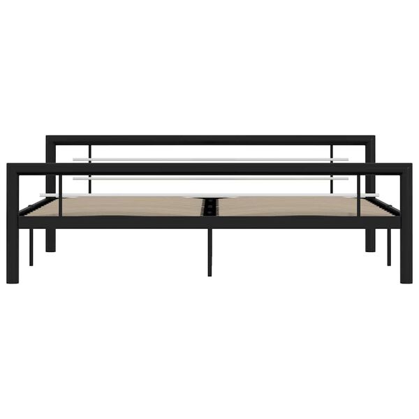 vidaXL Bedframe metaal zwart en wit 180x200 cm