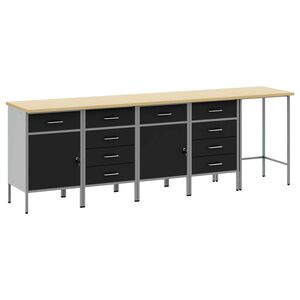 vidaXL Werkkast set met lade met opslag met slot 5 st Zwart en Grijs