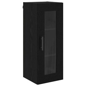 vidaXL Wandkast Zwart Eiken 34,5 x 34 x 90 cm Geengineerd Hout en Glas