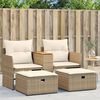 vidaXL Tuinbank 2-zits met voetenbanken poly rattan beige