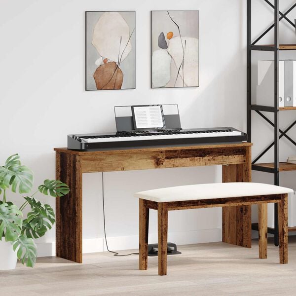 vidaXL Keyboardstand Oudhout 120 x 32 x 64 cm Bewerkt hout