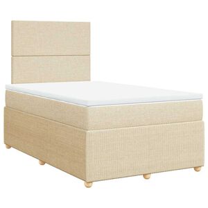 vidaXL Boxspring met matras stof cr&egrave;mekleurig 120x190 cm