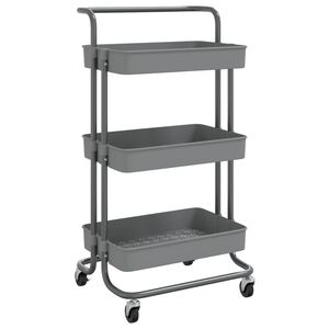 vidaXL Keukentrolley 3-laags 42x35x85 cm ijzer en ABS grijs
