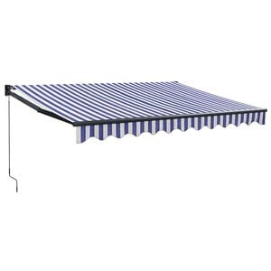 vidaXL Luifel uittrekbaar 3x2,5 m stof en aluminium blauw en wit