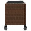 vidaXL Plantenbak met wielen 3 potten 107x32x38 cm poly rattan bruin