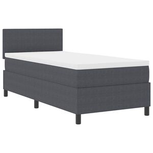 vidaXL LED Box Spring Bed Donkergrijs en Wit 80 x 200 cm Katoen Stof