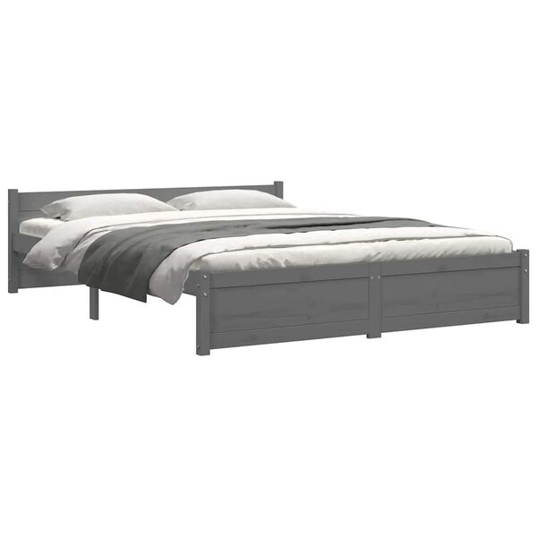 vidaXL Bedframe massief hout grijs 135x190 cm