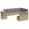 vidaXL 10-delige Loungeset met kussens poly rattan beige