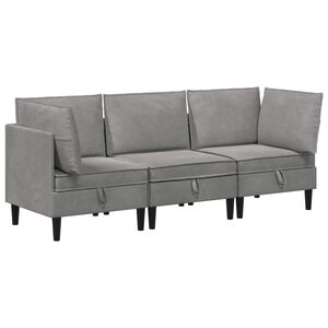 vidaXL Woonkamer Meubelset 3 st Lichtgrijs Fluweel