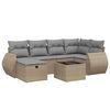vidaXL 7-delige Loungeset met kussens poly rattan gemengd beige