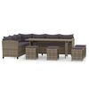 vidaXL 6-delige Loungeset met kussens poly rattan grijs