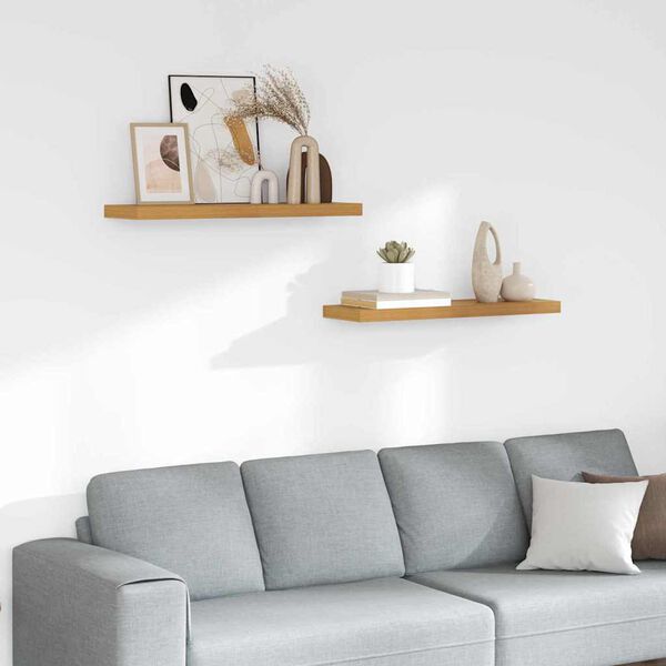 vidaXL Wandplank met opslag 2 pcs Beige 90 x 23,5 x 4 cm Bewerkt hout