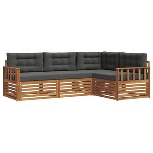 vidaXL Buiten bankenset met kussen 4 pcs Natuurlijk en Antraciet