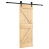 vidaXL Schuifdeur Naturel en Zwart 70 x 210 cm Massief Grenenhout