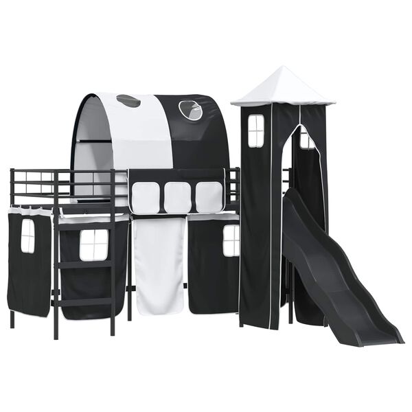 vidaXL Loftbed voor Kids Zwart 74,5 x 190 cm Metaal