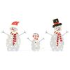 vidaXL Verlichte Sneeuwpop Familie 3 pcs Warmwit Polyester