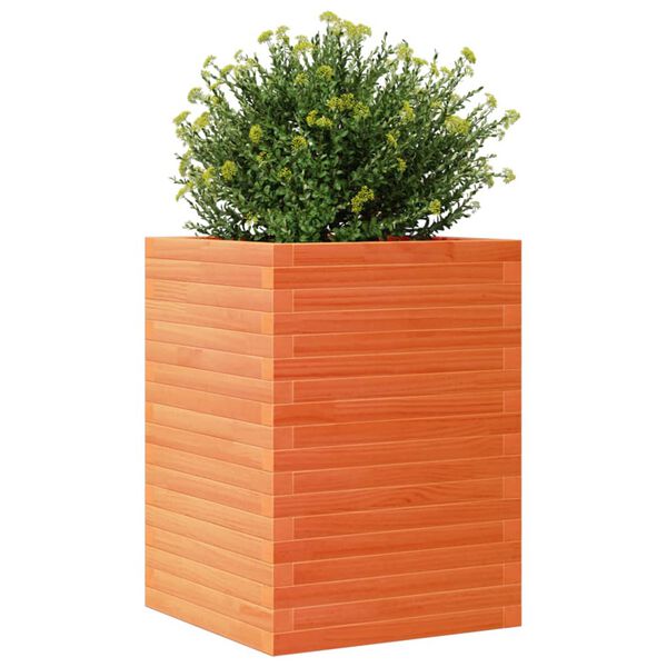 vidaXL Plantenbak 50x50x68,5 cm massief grenenhout wasbruin