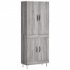 vidaXL Hoge kast 69,5x34x180 cm bewerkt hout grijs sonoma eikenkleurig