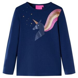 vidaXL Kindershirt met lange mouwen 128 marineblauw