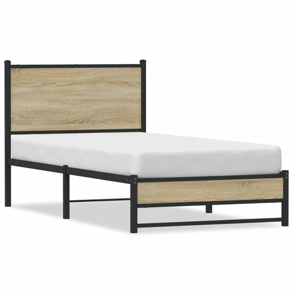 vidaXL Bedframe zonder matras metaal sonoma eikenkleurig 90x200 cm