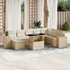 vidaXL 9-delige Loungeset met kussens poly rattan beige