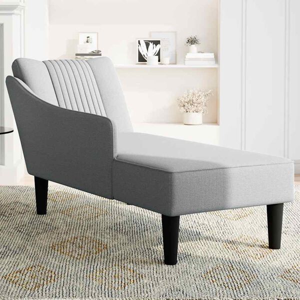 vidaXL Chaise longue met rechterarmleuning stof lichtgrijs