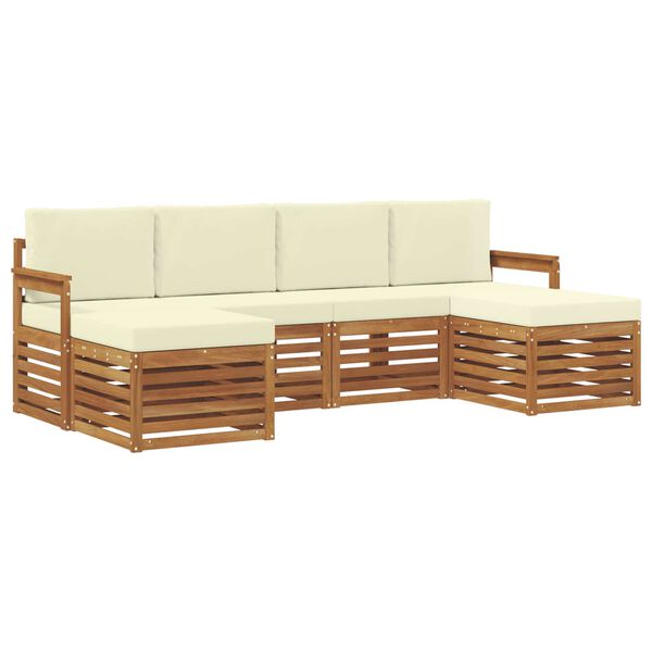 vidaXL Sofa-Sets 6 pcs Natuurlijk en Cr&egrave;me Massief Acaciahout