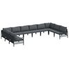 vidaXL Tuinbankenset met kussen 10 pcs Zwart Staal
