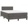 vidaXL Boxspring met matras en LED fluweel donkergrijs 120x190 cm