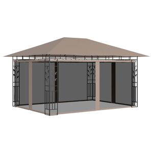 vidaXL Prieel met klamboe 180 g/m&sup2; 4x3x2,73 m taupe
