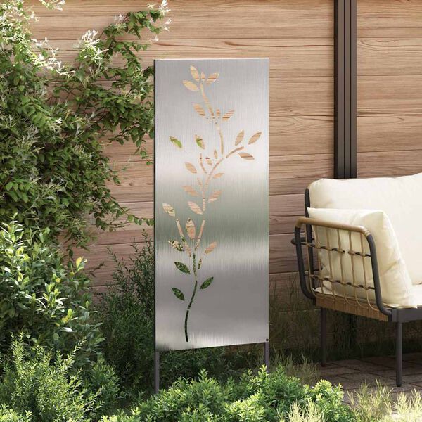 vidaXL Tuin Privacy Screen Bloemen Zilver 50 x 140 cm Roestvrij staal