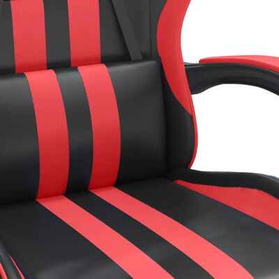 vidaXL Gamestoel draaibaar met voetensteun kunstleer zwart en rood