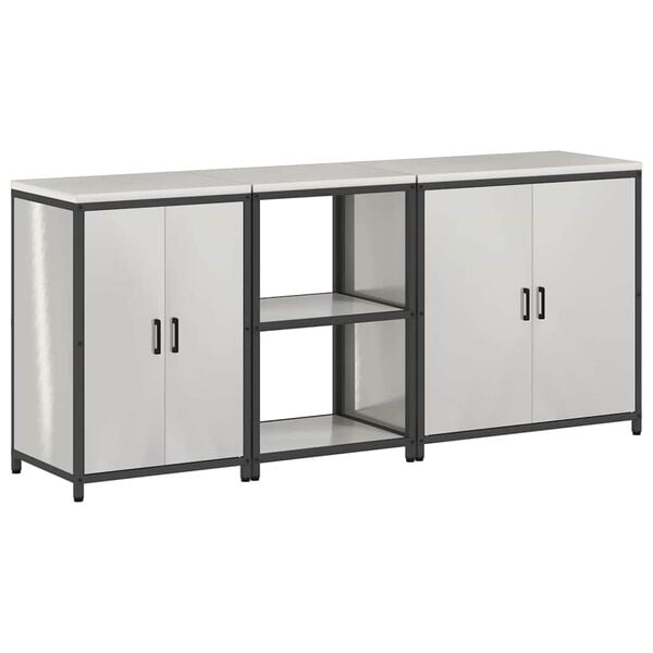 vidaXL Keukenopslag set met plank 3 pcs Zilver Roestvrij staal