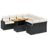vidaXL 9-delige Loungeset met kussens poly rattan zwart