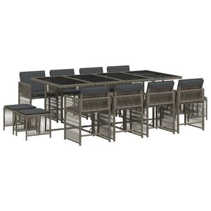 vidaXL 13-delige Tuinset met kussens poly rattan grijs