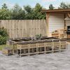vidaXL 17-delige Tuinset met kussens poly rattan gemengd beige
