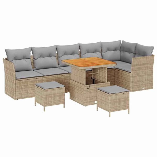 vidaXL Tuin Sofa Set 9 pcs beige en lichtgrijs 80 x 80 x 71 cm