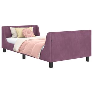 vidaXL Bedframe voor kinderen met hoofdbord Paars 90 x 190 cm Fluweel