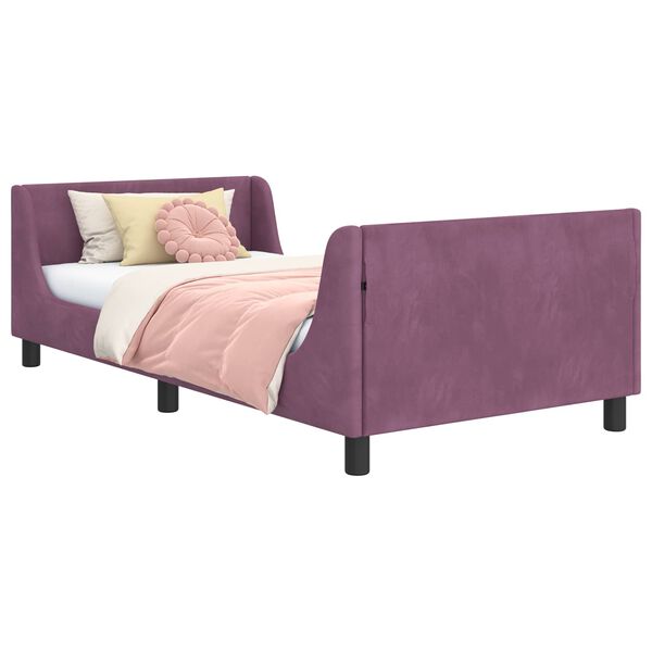 vidaXL Bedframe voor kinderen met hoofdbord Paars 90 x 190 cm Fluweel