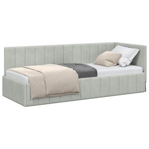 vidaXL Hoekbedframe met hoofdeinde Lichtgrijs 80 cm x 200 cm Fluweel