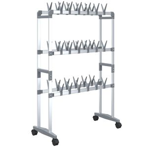 vidaXL Schoenenrek met wieltjes 66x27x100 cm zilverkleurig