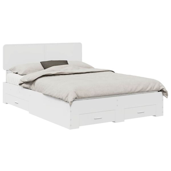 vidaXL Bedframe met hoofdeinde met lade Wit 140 x 190 cm Bewerkt hout