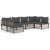 vidaXL 6-delige Loungeset met kussens poly rattan antracietkleurig