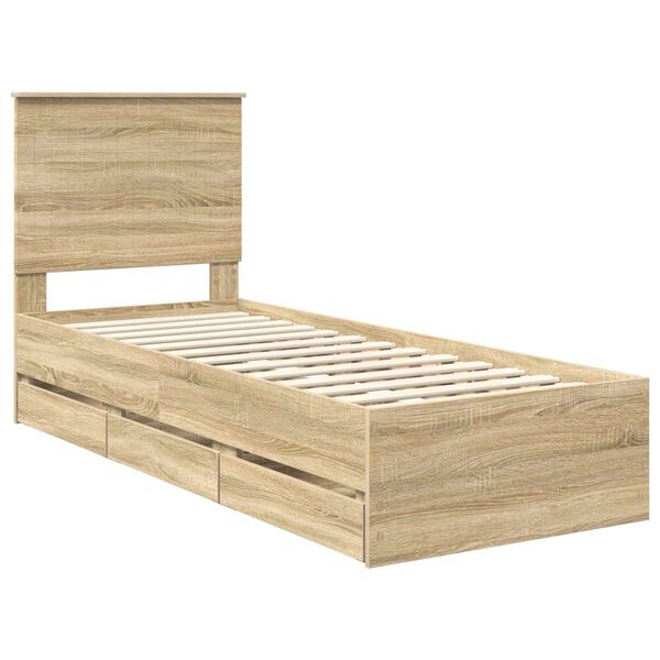 vidaXL Bedframe met lade Sonoma Eiken 75 x 190 cm Ingenieurshout
