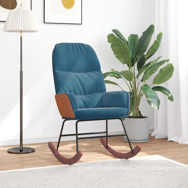 vidaXL Schommelstoel fluweel blauw
