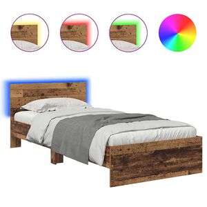 vidaXL Bedframe met hoofdeinde Oud Hout 100 x 200 cm Bewerkt hout
