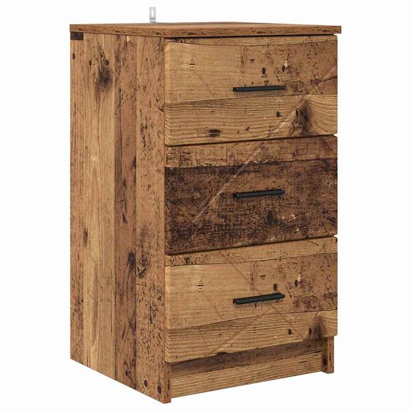 vidaXL Nachtkastje met lade Oud hout 38 x 38 x 66 cm Bewerkt hout